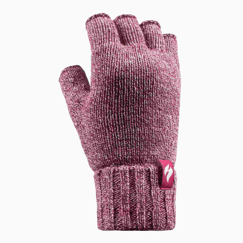 Ladies Knitted Fleece Lined Winter Thermal Fingerless Gloves