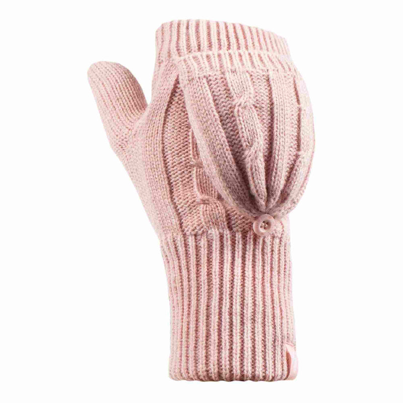 Ladies Cable Knit 2.3 Tog Thermal Winter Fingerless Converter Gloves