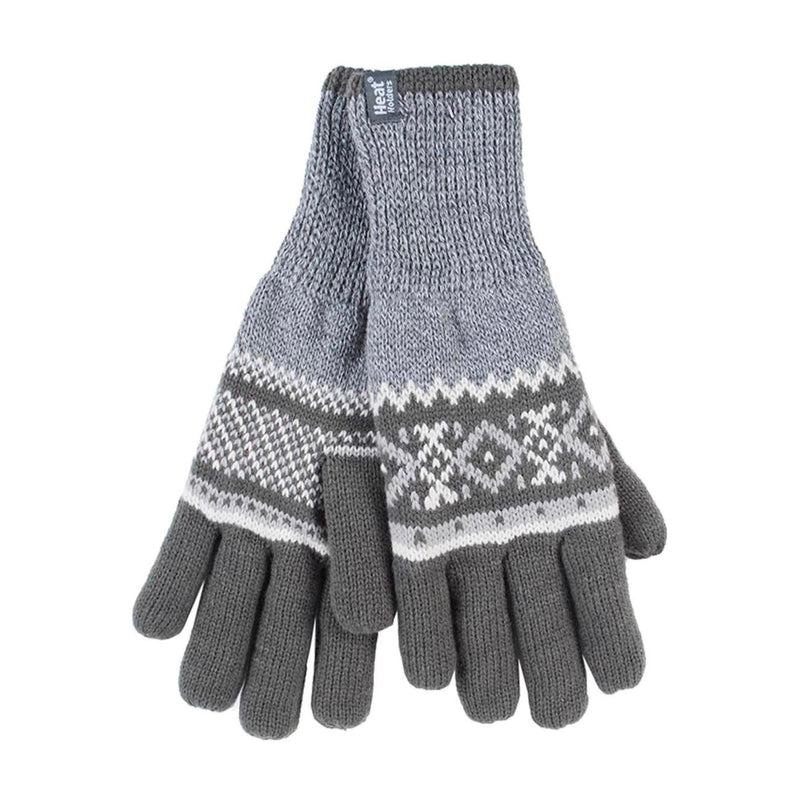 Mens Nordic Fairisle Knitted Fleece Lined Winter Thermal Gloves
