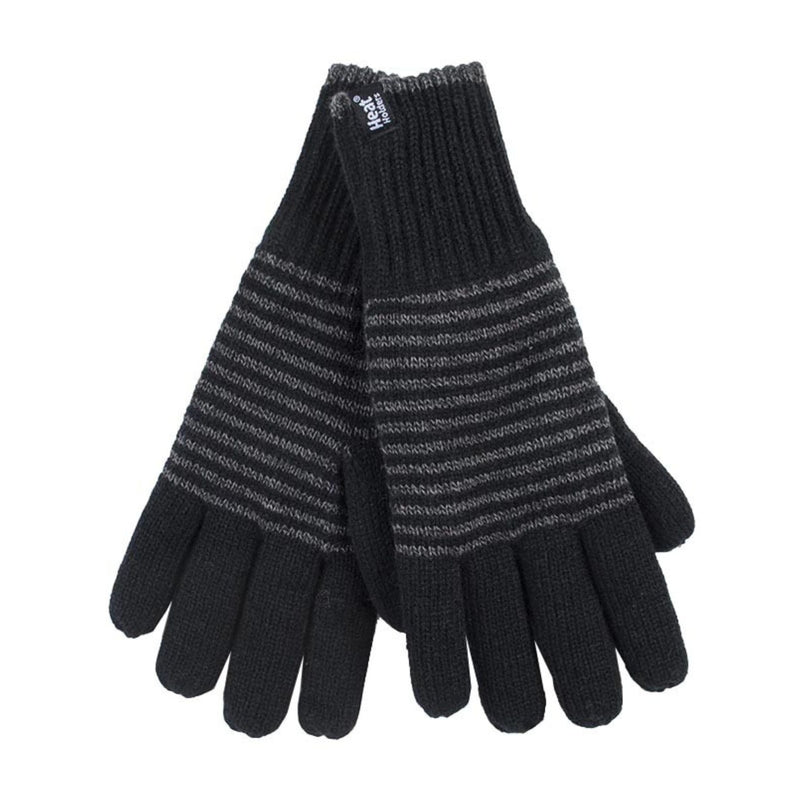 Mens Striped Patterned Fleece Lined Thermal Gloves for Winter