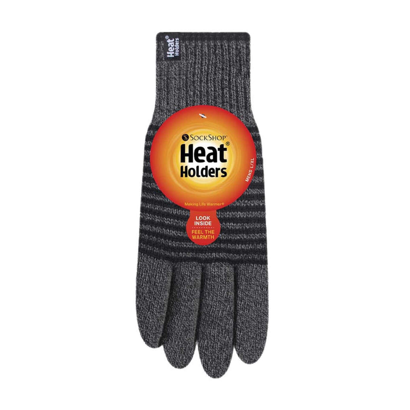 Mens Striped Patterned Fleece Lined Thermal Gloves for Winter