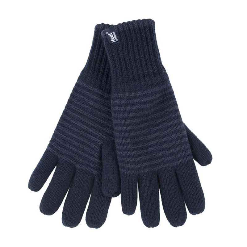Mens Striped Patterned Fleece Lined Thermal Gloves for Winter