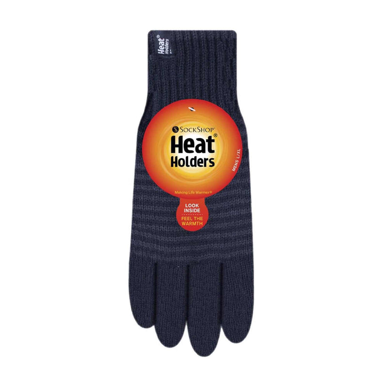 Mens Striped Patterned Fleece Lined Thermal Gloves for Winter