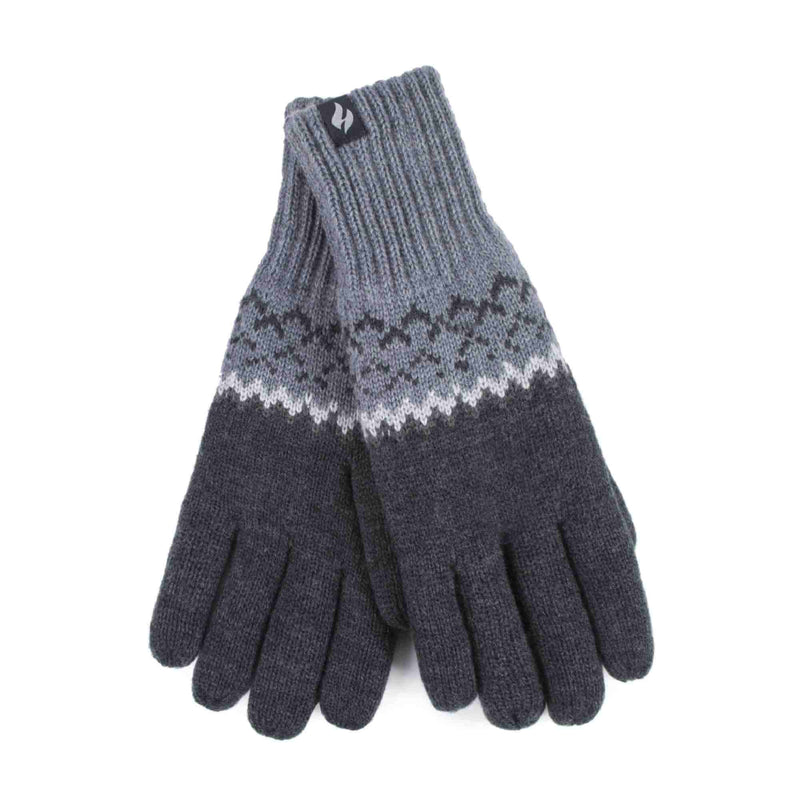 Mens Patterned Fleece Lined Thermal Gloves for Winter
