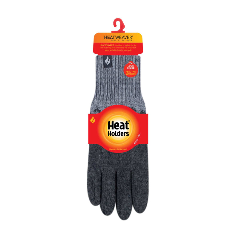 Mens Patterned Fleece Lined Thermal Gloves for Winter