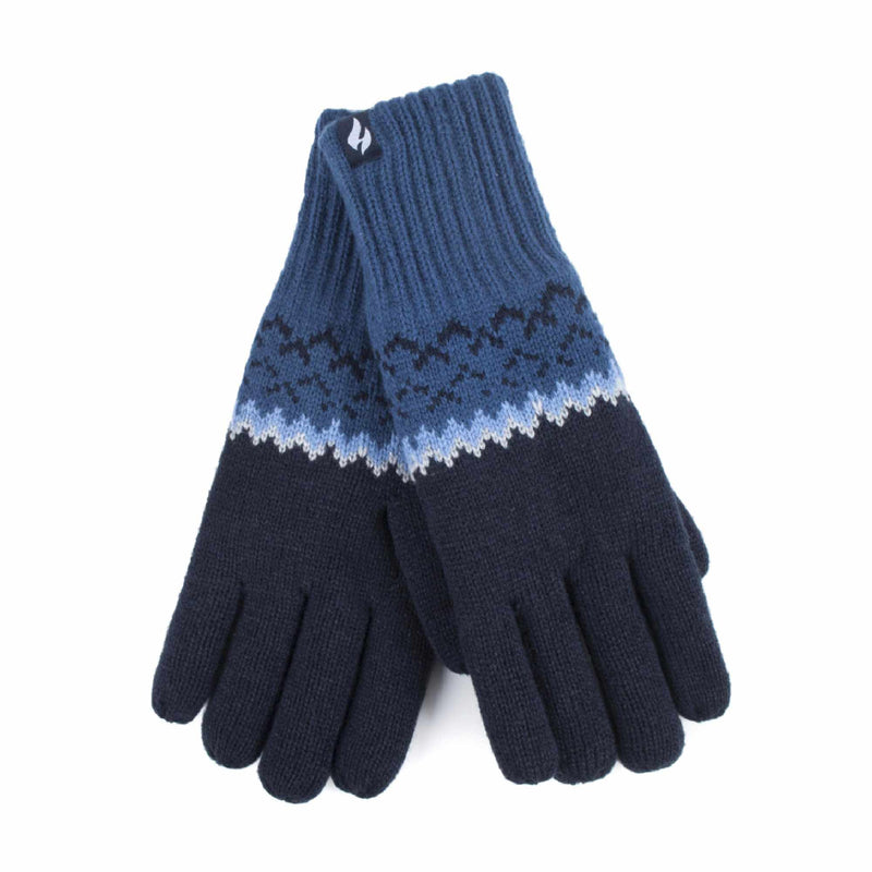 Mens Patterned Fleece Lined Thermal Gloves for Winter