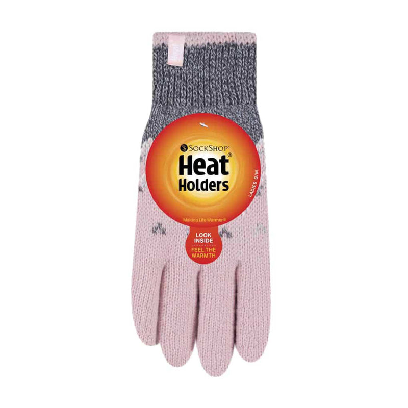 Ladies Fairisle Fleece Lined Knitted Warm Winter Thermal Gloves