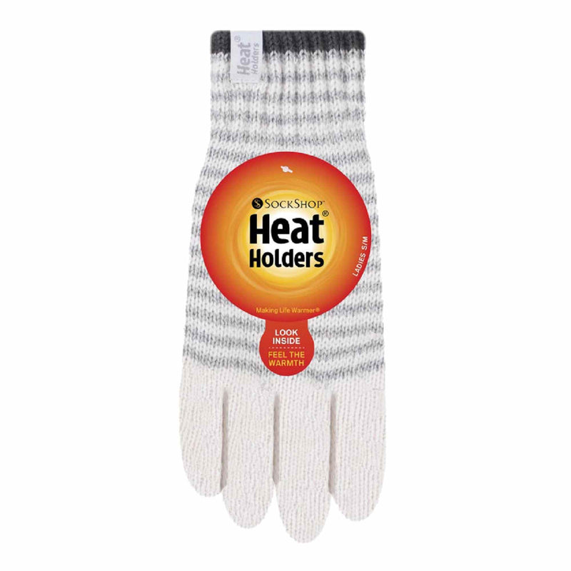 Ladies Striped Fleece Lined Knitted Warm Thermal Winter Gloves