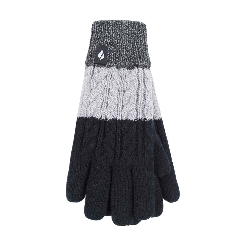 Ladies Fairisle Fleece Lined Knitted Warm Winter Thermal Gloves