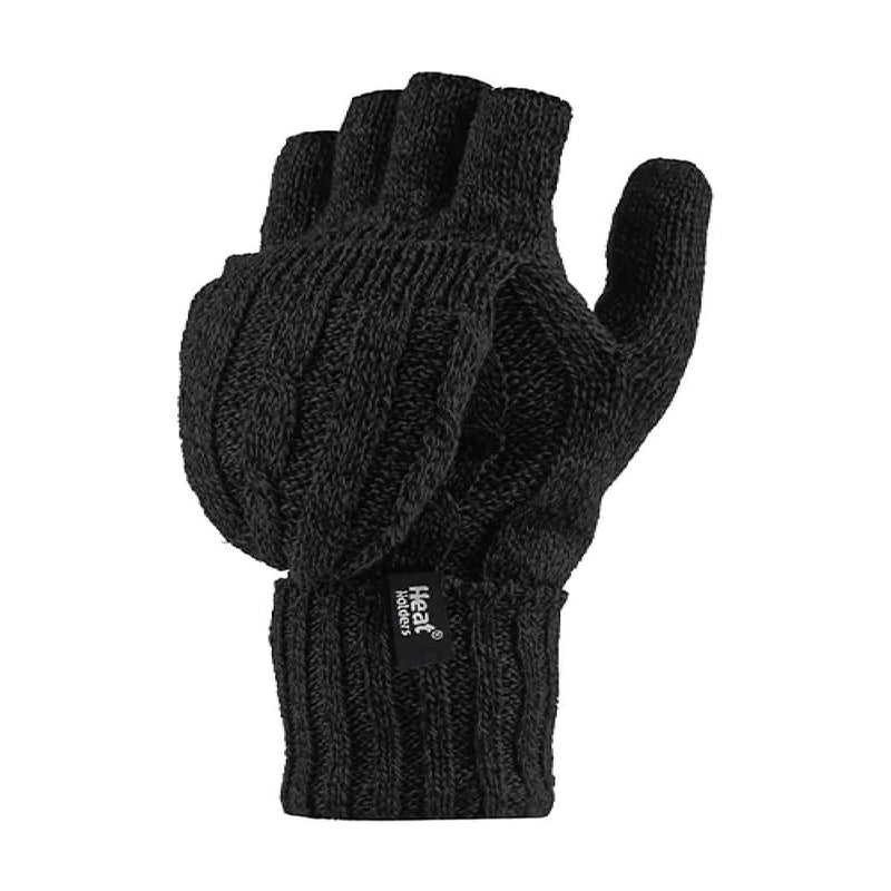 Ladies Cable Knit 2.3 Tog Thermal Winter Fingerless Converter Gloves