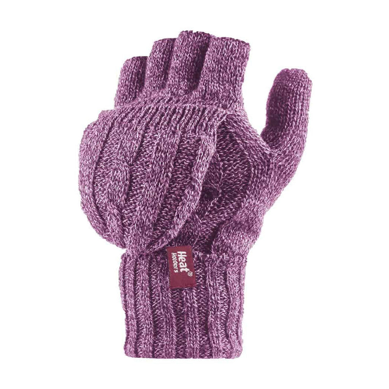 Ladies Cable Knit 2.3 Tog Thermal Winter Fingerless Converter Gloves