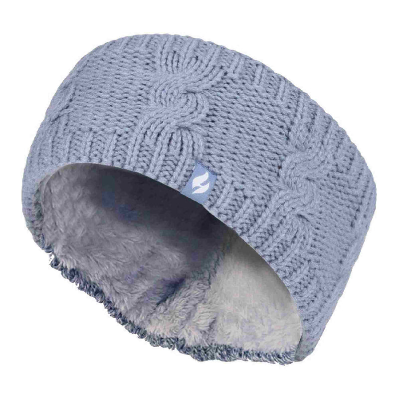 Ladies Cable Knitted Fleece Lined Thermal Winter Ear Warmer Headband