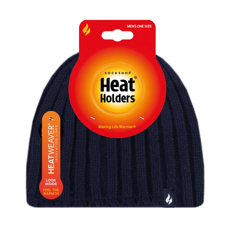 Mens 3.4 TOG Soft Fleece Lined Ribbed Knitted Thermal Winter Hat