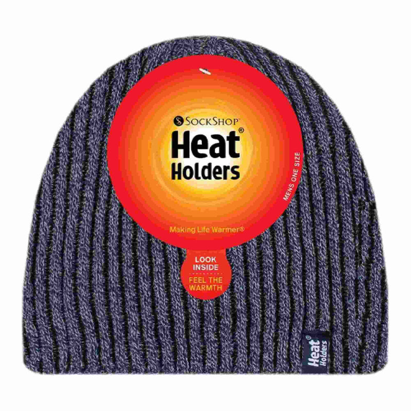 Mens Soft Fleece Lined Thermal Ribbed Beanie Hat