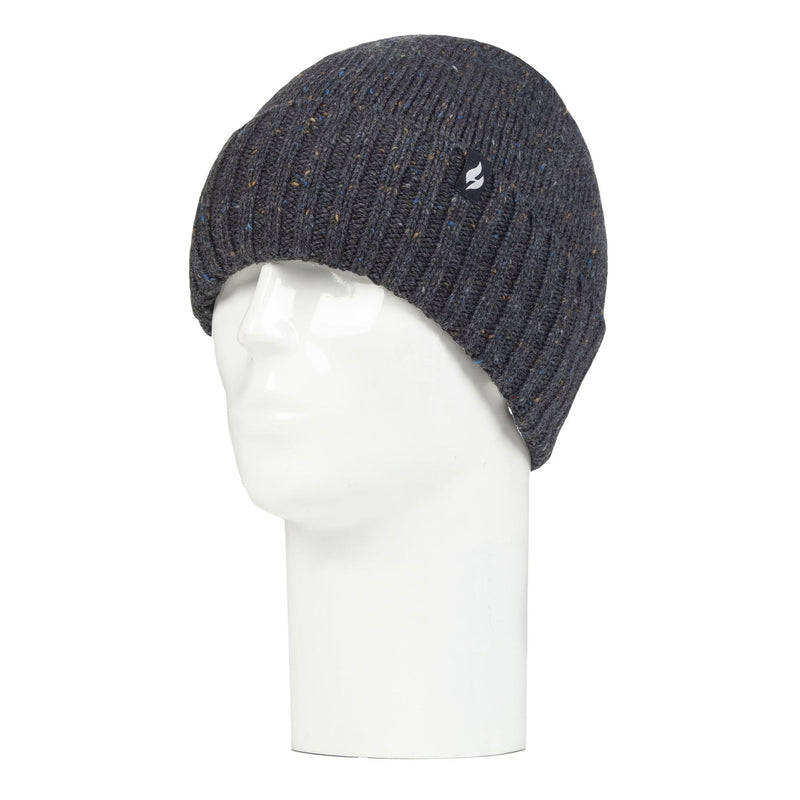 Warm Ribbed Cuff Beanie Hat for Men | Fleece Lined Chunky Winter Hat