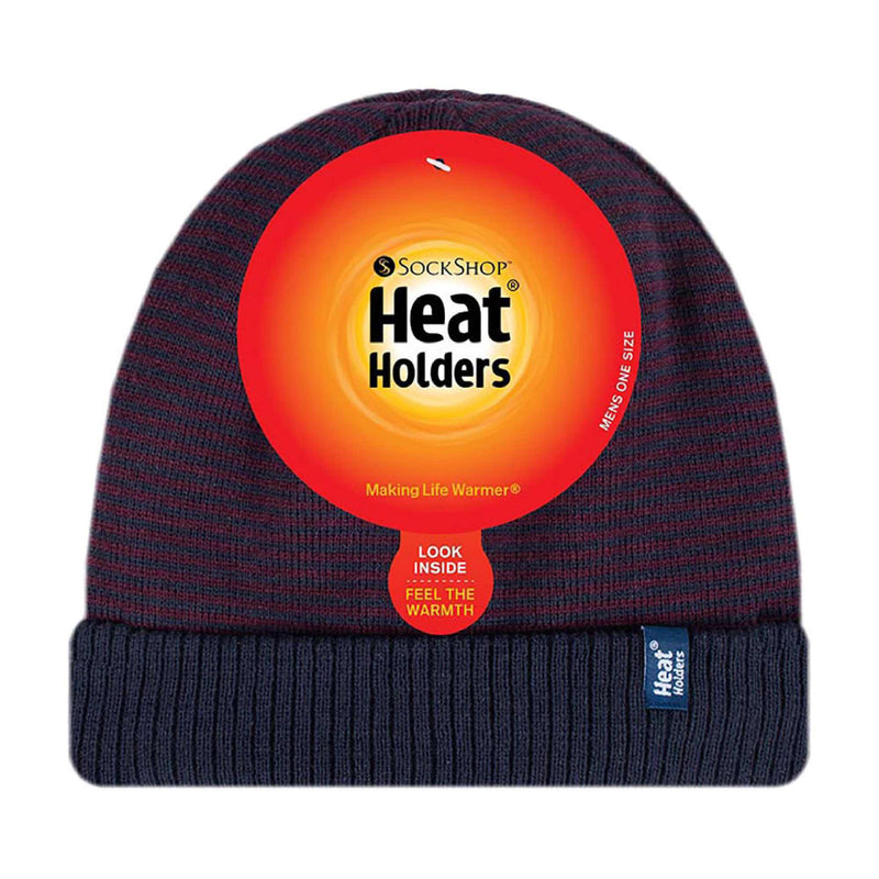 Mens Thin Striped Thermal Insulated Winter Beanie Hat