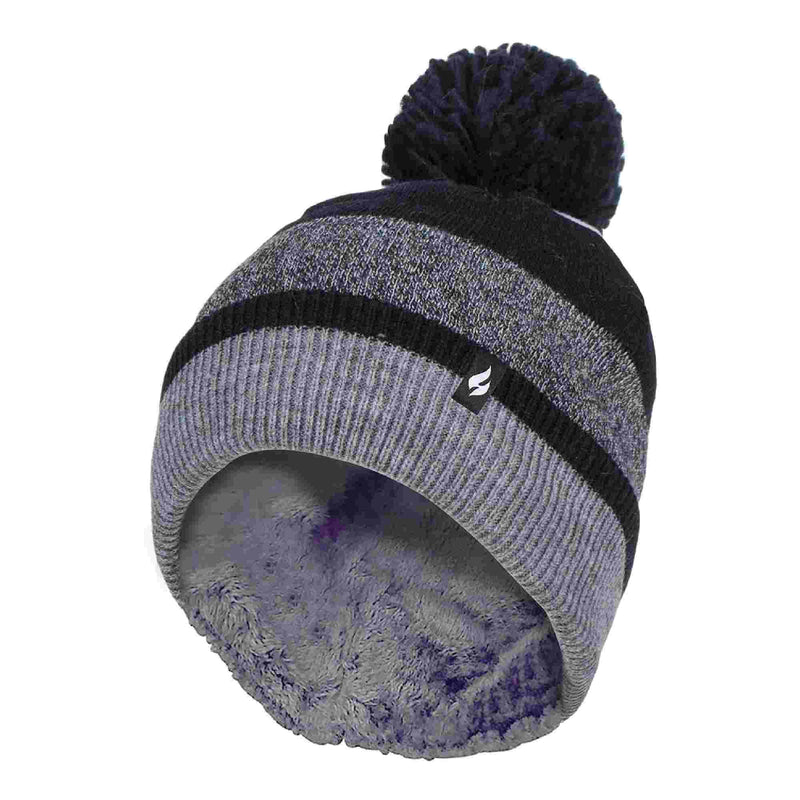 Ladies Warm Knit Fleece Lined Winter Hat with Pom Pom