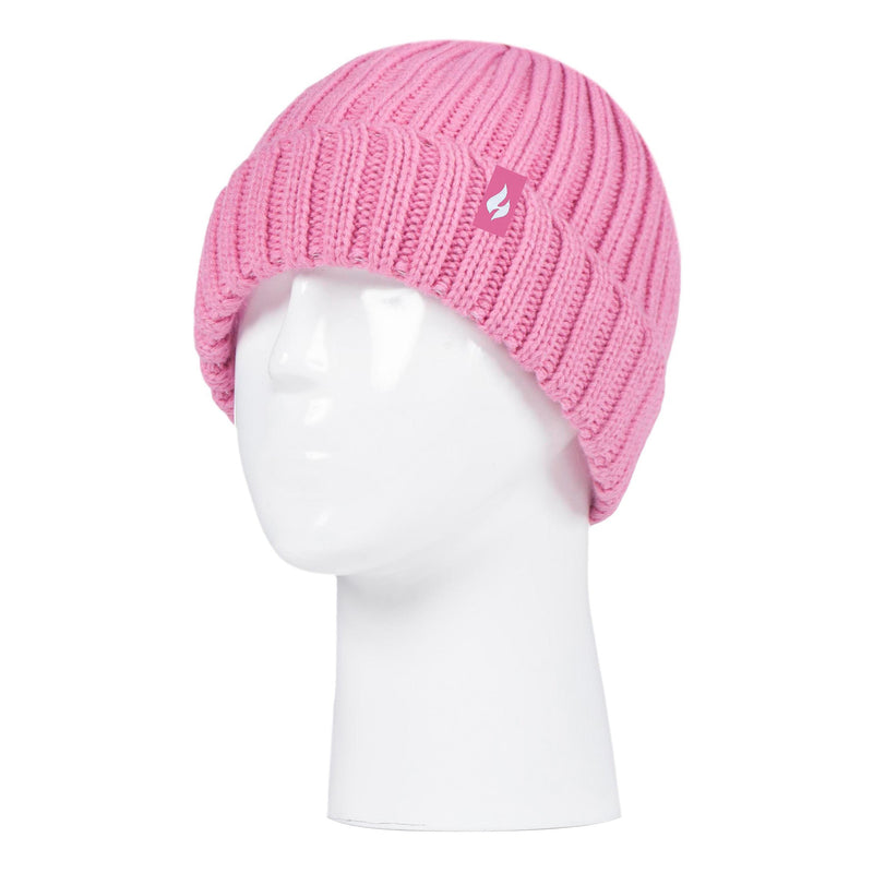 Girls Thick Chunky Ribbed Thermal Beanie Hat for Winter