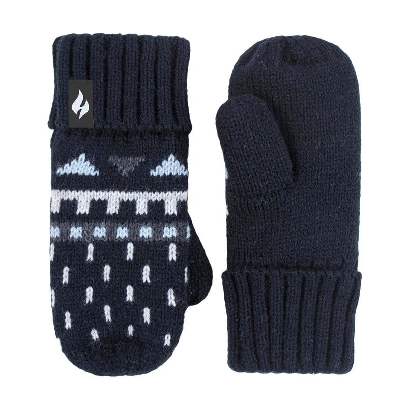 Boys Outdoor Thermal Winter Hat with Ear Flaps & Mittens Gloves Set