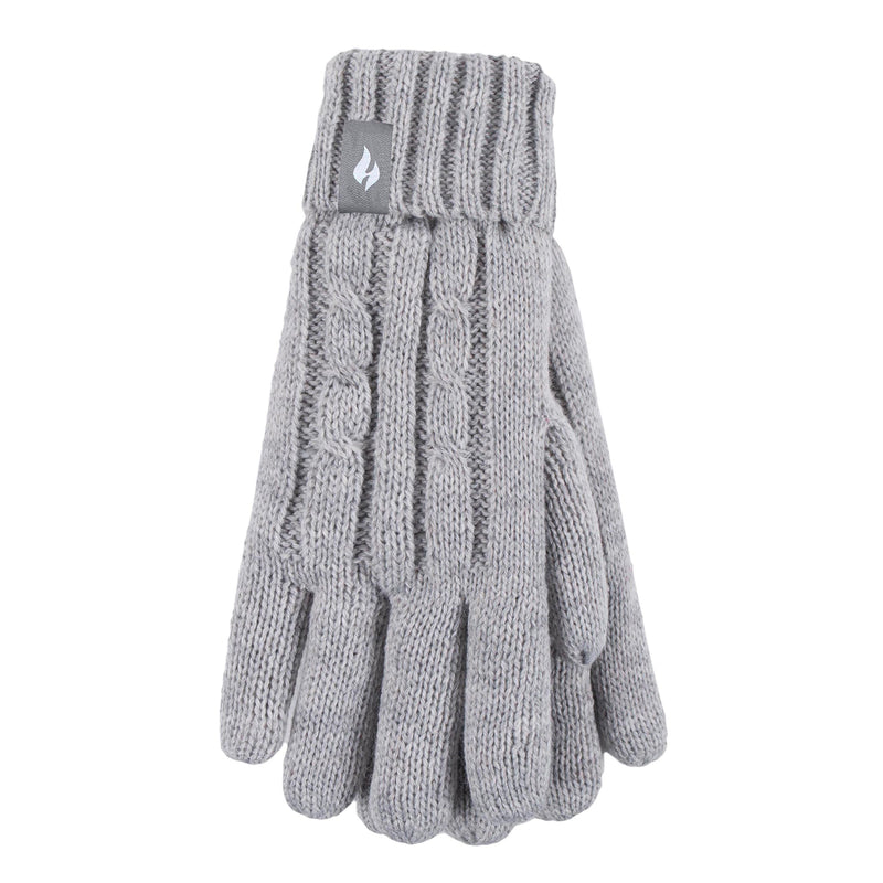 Girls Cable Knit Bobble Pom Pom Thermal Hat & Gloves Set