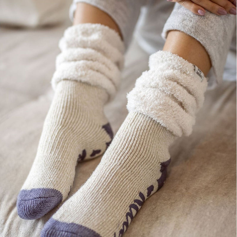 Ladies Fluffy Slouch Top Non Slip Thermal Bed Socks