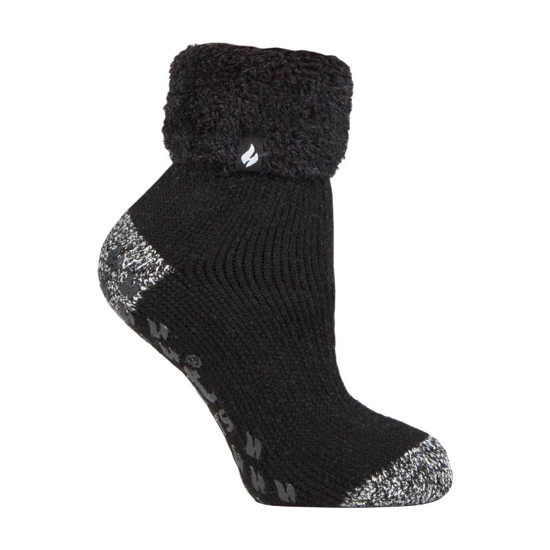 Ladies Non Slip Thermal Low Cut Ankle Slipper Bed Socks with Grips