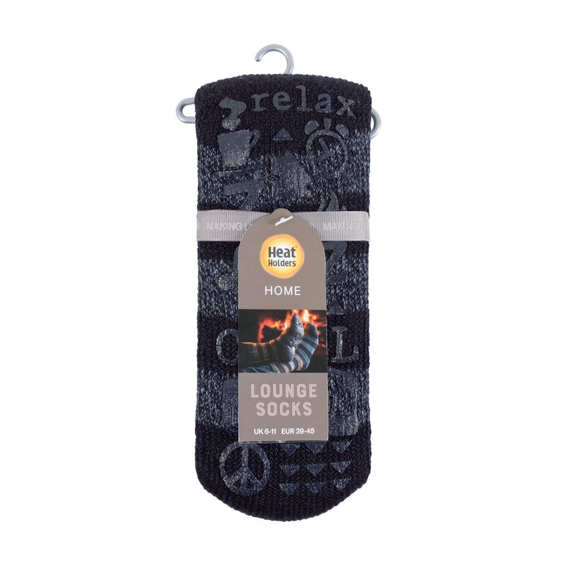 Men's Warm Fleece-Lined Non-Slip Lounge Bed Socks with Grippers