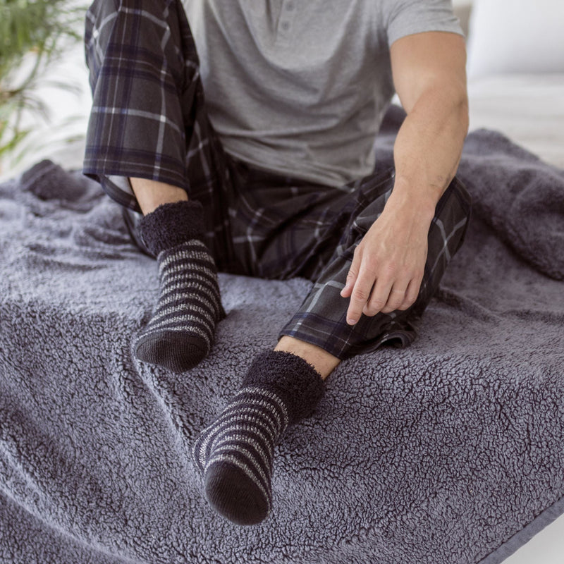 Mens Warm Luxury Fleece Lined Thermal Lounge Bed Socks