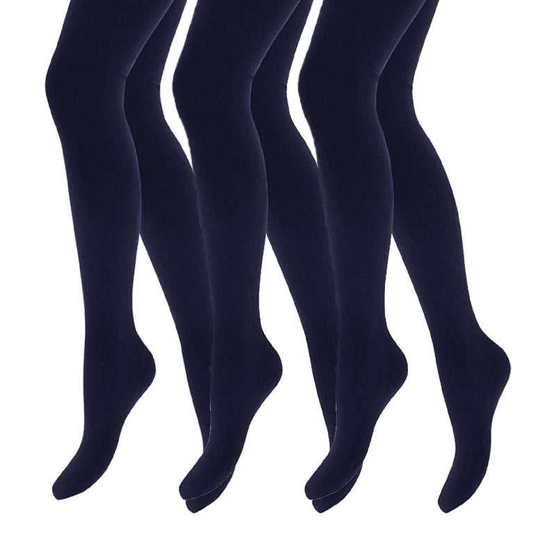 3 Pair Multipack Girls Fleece Lined Opaque Thermal Tights for Winter
