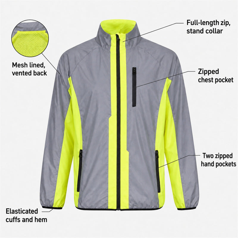 Hi Vis Reflective Running and Cycling Jacket | Reflective and Yellow