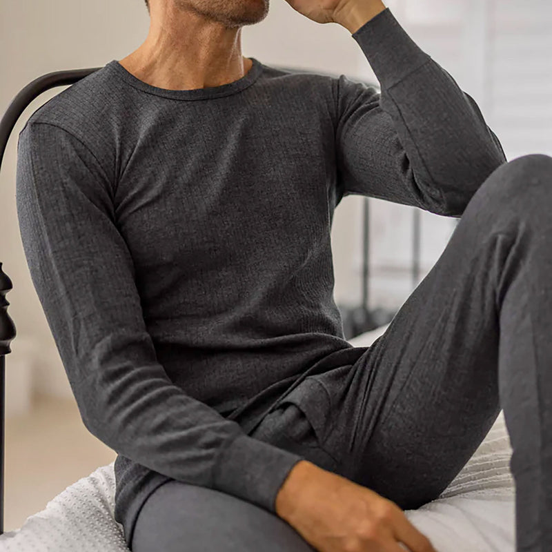 Mens Cotton Thermal Underwear Long Sleeve Top