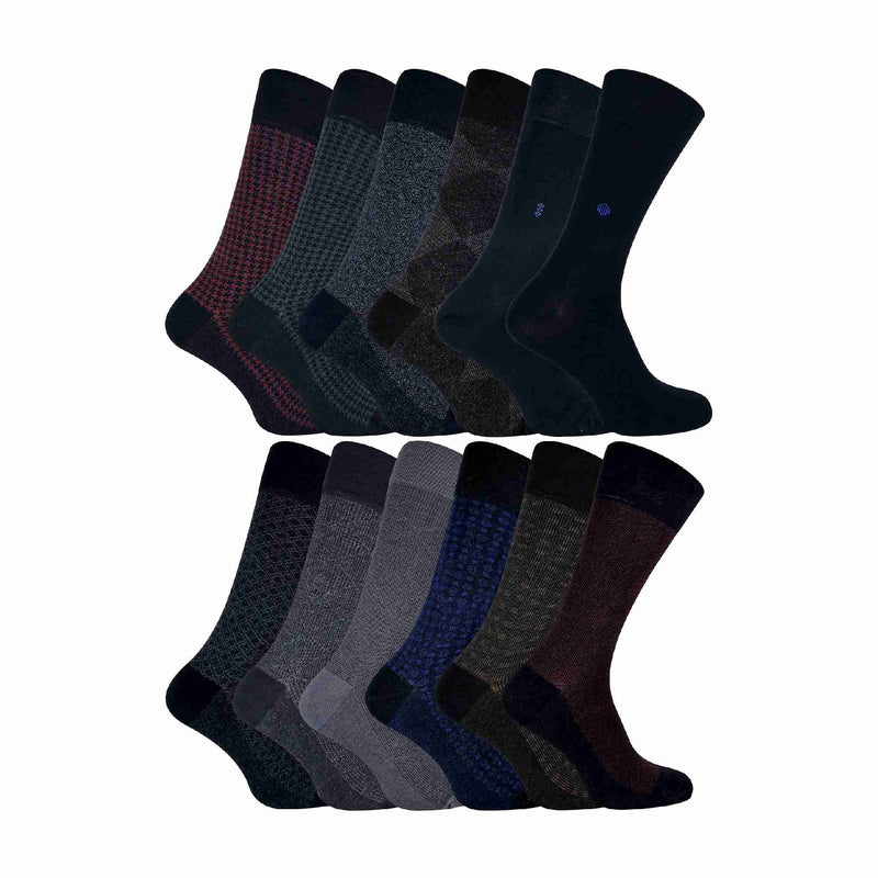 12 Pack Mens Luxury Bamboo Dress Socks Bundle