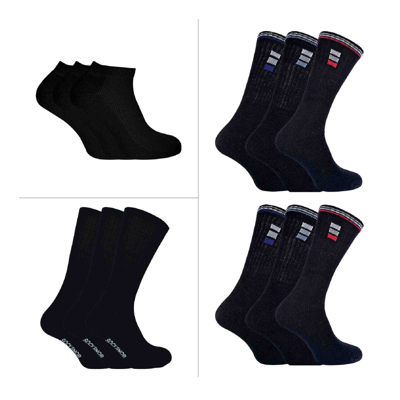 12 Pack Mens Breathable Sport Socks All Year Round Bundle