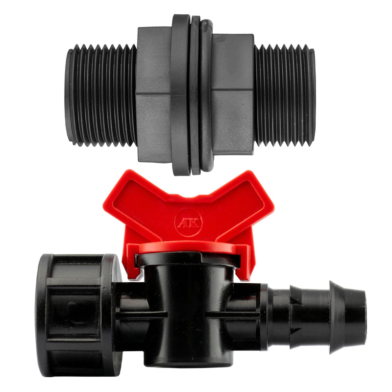 ¾” BSP Water Butt Fitting with 16mm Barb Irrigation Valve