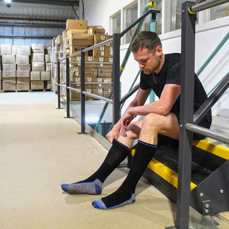 Men's Knee High Bamboo Work Socks for Steel Toe Boots | Anti Sweat Heavy Duty