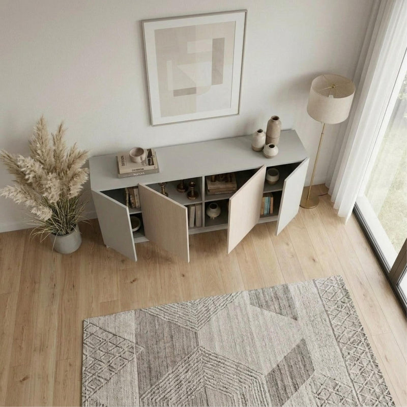 Victor Console Sideboard 4 Doors Sandstone Sonoma Oak White 170 x 42.1 x 80.3 cm