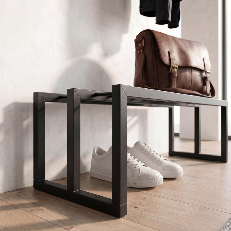 Roya Hall Set Shoe Rack, 5 Metal Hook Wall Rail Black 72 x 30 x 50.2 cm