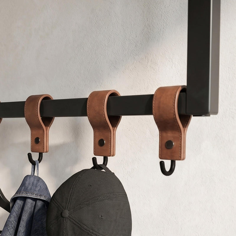 Roya Hall Set Shoe Rack, 5 Metal Hook Wall Rail Black 72 x 30 x 50.2 cm