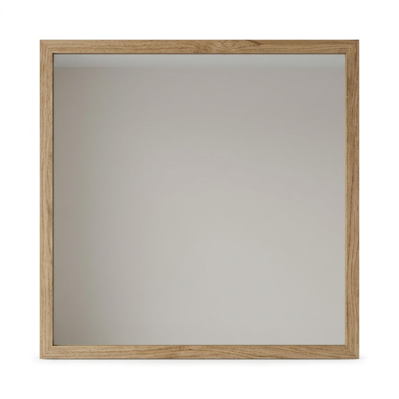 Mars Square Wall Mirror Whiskey Oak 86cm