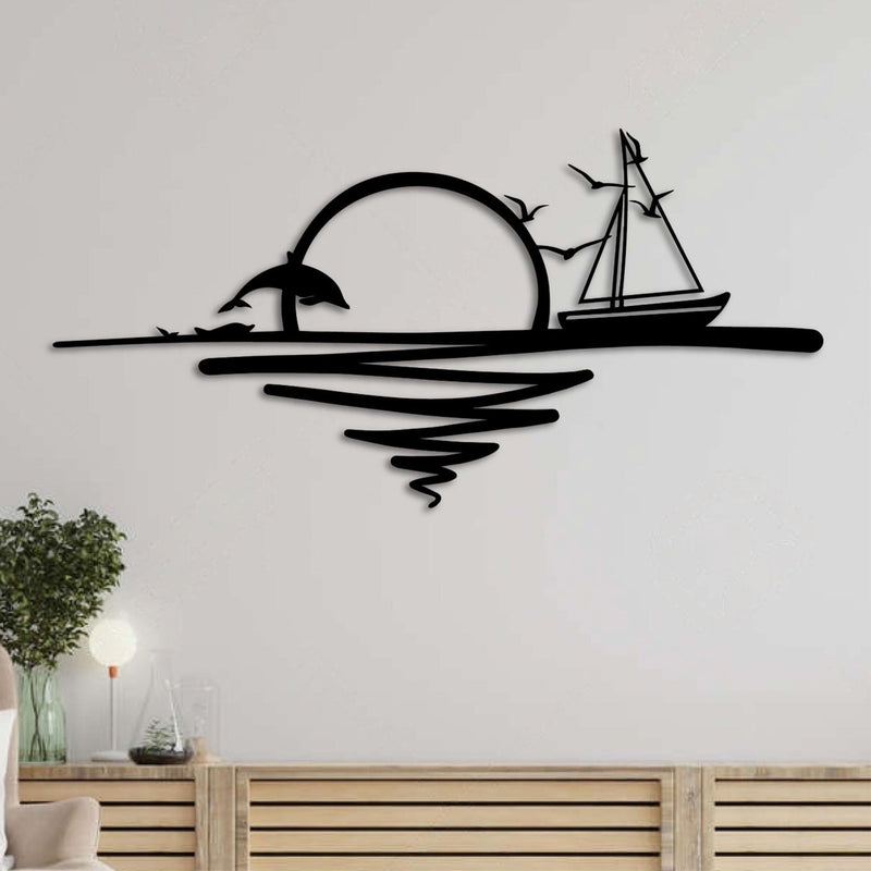 Metal Wall Art - Rising Sun 75x37 Cm