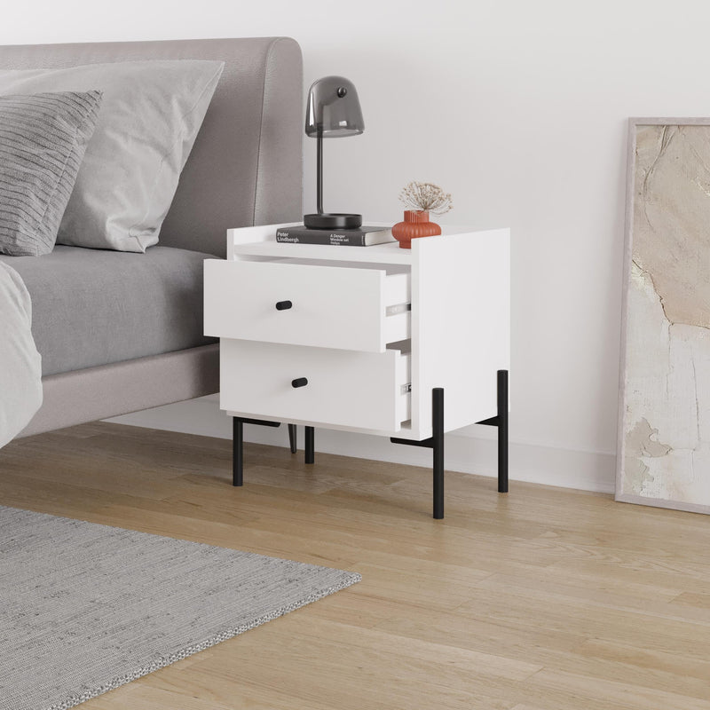 Malta Bedside Table with 2 Drawers