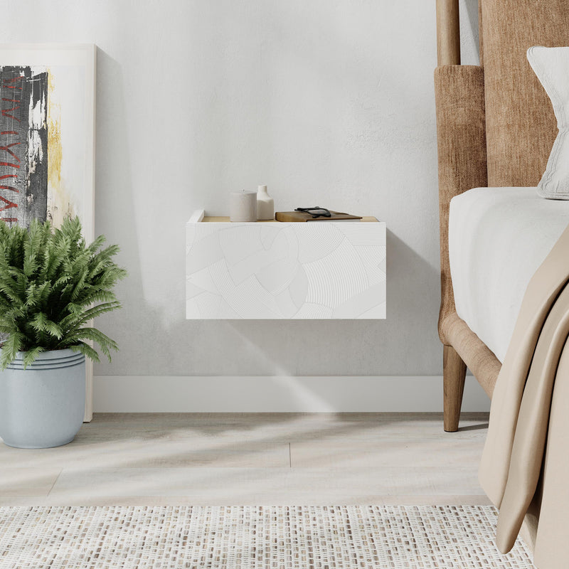 Onda Wall Mounted Nightstand with Drawer