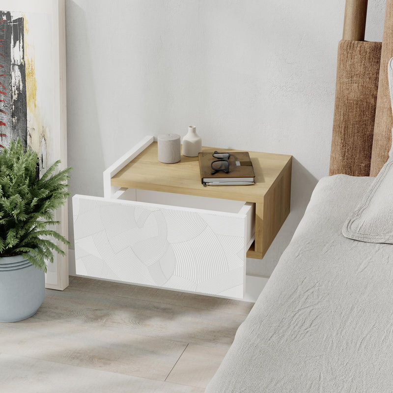 Onda Wall Mounted Nightstand with Drawer