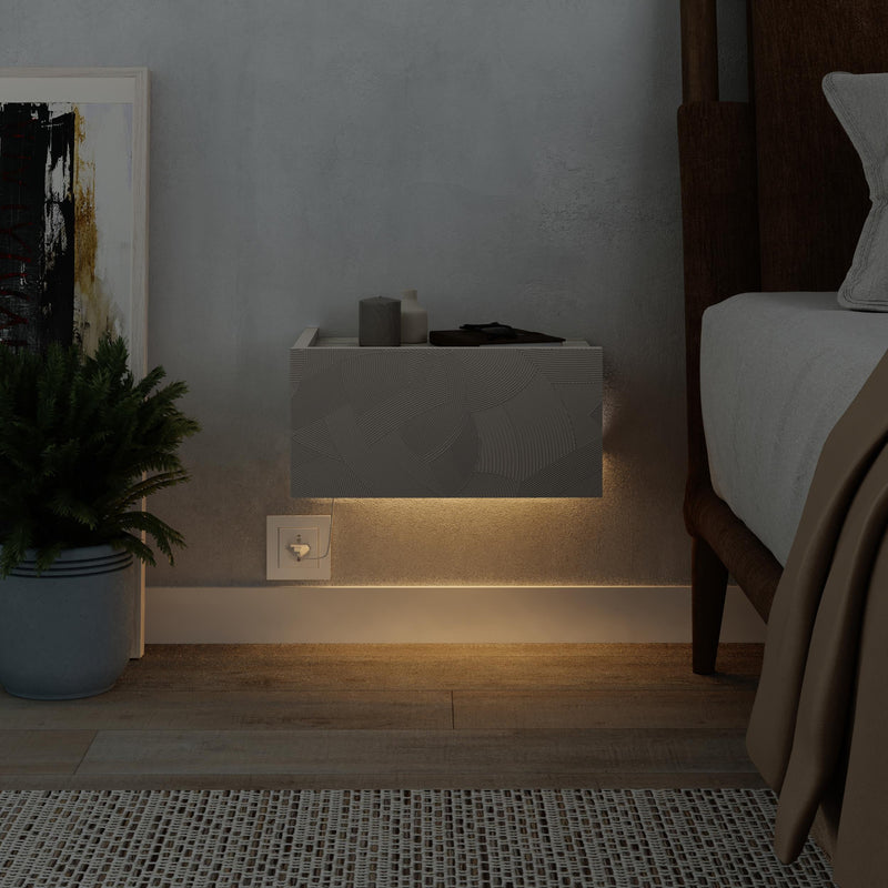 Onda Wall Mounted Nightstand with Drawer and LED