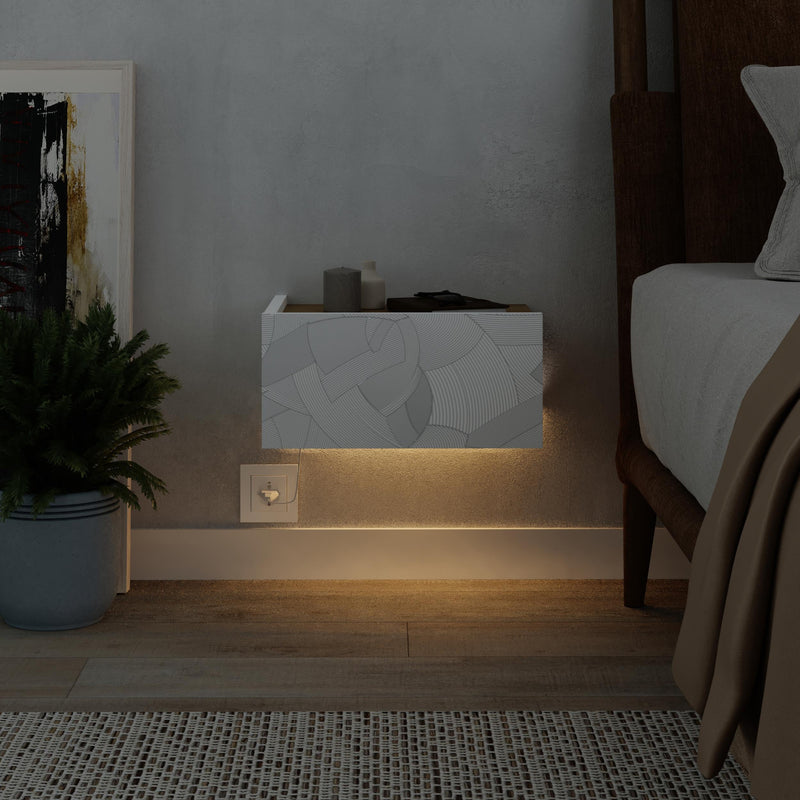Onda Wall Mounted Nightstand with Drawer and LED