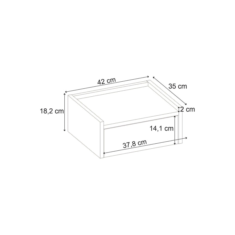 Brisa Floating Bedside Table with Drawer and Top Shelf
