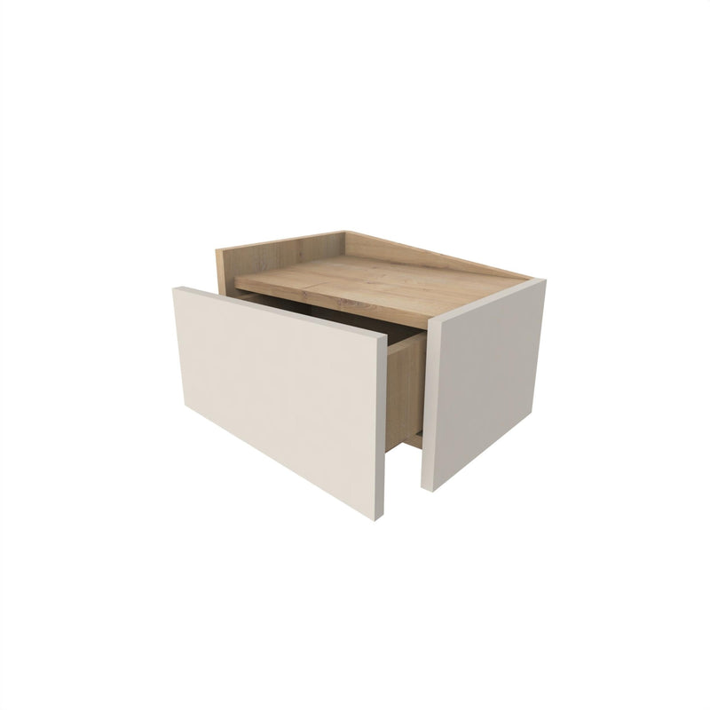 Diago Floating Bedside Table with Drawer and Top Shelf - Left