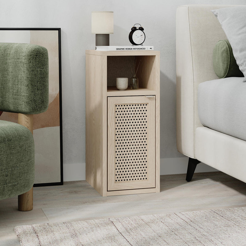 New Inca Bedside Table with Open Shelf & Cabinet