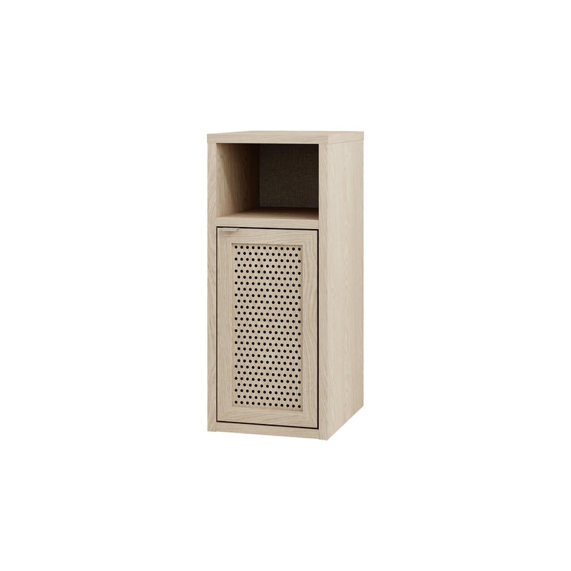 New Inca Bedside Table with Open Shelf & Cabinet