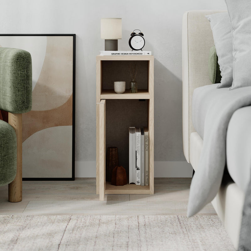 New Inca Bedside Table with Open Shelf & Cabinet